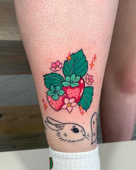 Tattoos Masculinas, Strawberry Tattoo, Handpoke Tattoo, Kawaii Tattoo, Inspiration Tattoos, Cute Little Tattoos, Cute Tiny Tattoos, Arte Inspo, Dope Tattoos