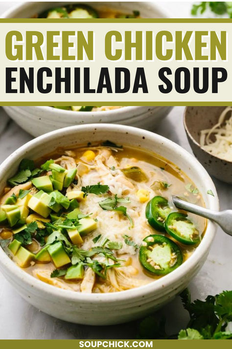 Green Chicken Enchilada Soup Recipe Creamy Green Enchilada Soup, Green Enchilada Soup Crockpot, Green Enchilada Chicken Soup Stove Top, Chili Verde Sopita Soup, Green Chili Enchilada Soup, Green Chilli Chicken Enchiladas, Green Tortilla Soup, Green Chile Chicken Enchilada Soup, Green Enchilada Soup