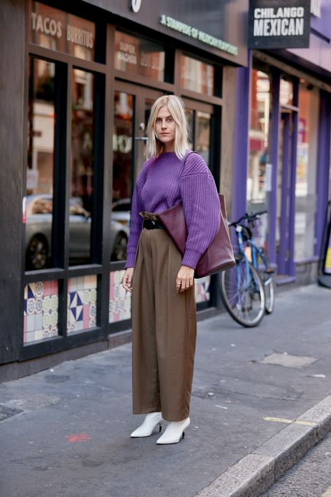 London Street Style Spring, Caroline Daur, Emmanuelle Alt, London Fashion Weeks, Tokyo Street Fashion, Purple Outfits, Style Photo, London Street Style, London Street