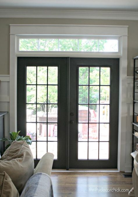 black french doors Black French Doors, Gray Doors, Porte In Ferro, Thrifty Decor Chick, Palette Design, French Doors Patio, Garage Conversion, Sliding Glass Doors, Transom Windows