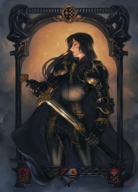 Woman In Armor, Black Armor, Female Armor, Oc Inspo, Female Knight, Black Knight, Knight Art, Fantasy Armor, Blackest Knight