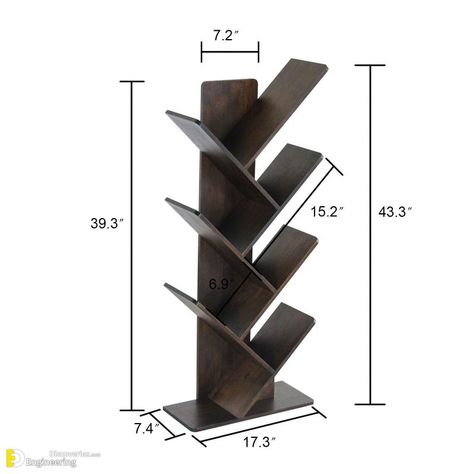 Standard Bookshelf Dimensions - Engineering Discoveries Decorate Empty Wall, Bookshelf Dimensions, Display Shelf Design, Bookshelf Chair, Creative Bookshelves, Tree Bookshelf, Corner Wall Shelves, Woodworking Projects Furniture, Modern Bookshelf