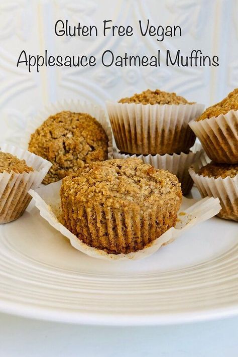 Breakfast Ideas Muffins, Vegan Oatmeal Muffins, Vegan Applesauce Muffins, Applesauce Oatmeal Muffins, Vegan Applesauce, Vegan Gluten Free Muffins, Egg Free Muffins, Applesauce Oatmeal, Sugar Free Muffins