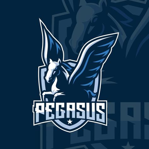 pegasus mascot gaming logo design vector Gaming Logo Design, Pegasus Logo, Space Dragon, Rainbow Words, Logo Gaming, Classic Serif Fonts, Gaming Design, Globe Logo, Sun Logo