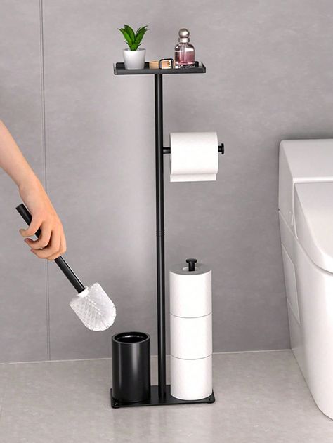 1pc Multi-Functional Floor-Standing Toilet Paper Holder With Brush, Tissue Shelf With Bathroom Organizer, Vertical Toilet Roll Holder With Spare Roll Storage, Bathroom AccessoriesI discovered amazing products on SHEIN.com, come check them out! Roll Storage, Storage Bathroom, Bathroom Organizer, Toilet Roll Holder, Roll Holder, Toilet Roll, Bathroom Organisation, Paper Holder, Amazing Products