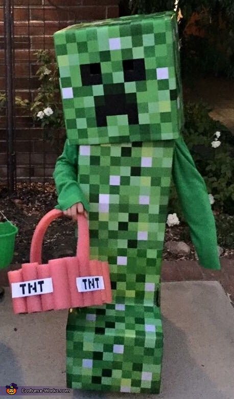 Minecraft Creeper Halloween Costume, Minecraft Creeper Costume, Minecraft Halloween Costume, Creeper Costume, Diy Costumes Kids Boys, Minecraft Halloween, Minecraft Costumes, New Halloween Costumes, Creeper Minecraft