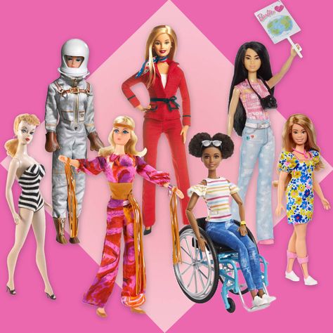 Types of Barbies Throughout the Years Barbie Types, Barbie Through The Years, Types Of Barbies, Fashion History Books, Barbiecore Aesthetic, Barbie Wardrobe, Face Mold, Malibu Barbie, Striped Swimsuit