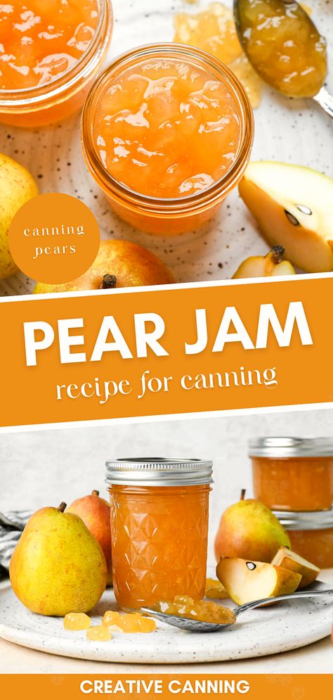 Savor the taste of fresh pears with this pear jam recipe for canning. Perfect for those looking to try canning pears or make their own homemade jam recipes for canning. This easy guide ensures delicious Fruit Preserves every time. Pear Recipes For Canning, Jam Recipes For Canning, Fresh Pear Recipes, Pear Pie Filling, Pear Jam Recipe, Homemade Jam Recipes, Canning Fruit Recipes, Pear Recipes Easy, Recipes For Canning