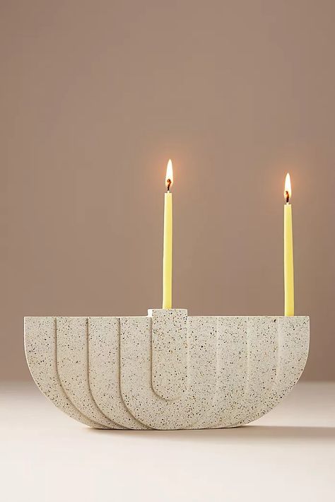 Hanukkah Décor and More | Anthropologie Ceramic Hanukkah Menorah, Jewish Ceramics, Ceramic Menorah, Hannukah Menorah, Chanukah Decor, Holiday 2024, White Cement, Fall Wedding Guest, Beauty Advent Calendar