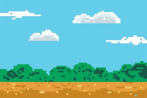 Premium Vector | Grass sky and cloud game pixel background Pixel Game Background, Pixel Art Game Background, Pixel Sky, Vector Grass, Pubmat Ideas, Pixel Background, Sky Gif, Sky Images, Cloud Gaming