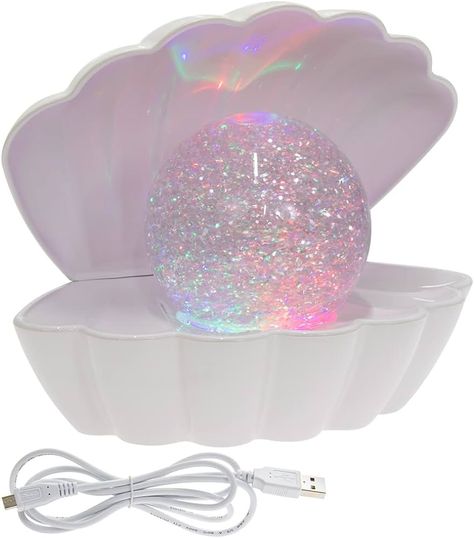 L & P Home & Gifts Lesser & Pavey White Glitter Pearl Seashell Colour Changing Mood Light (LP49420) : Amazon.co.uk: Lighting Sea Shell Lamp, Colour Changing Lights, Living Room Decor Aesthetic, Glitter Lamp, Pearl Seashell, Mood Lamp, Shell Lamp, Glitter Ball, Mood Lamps