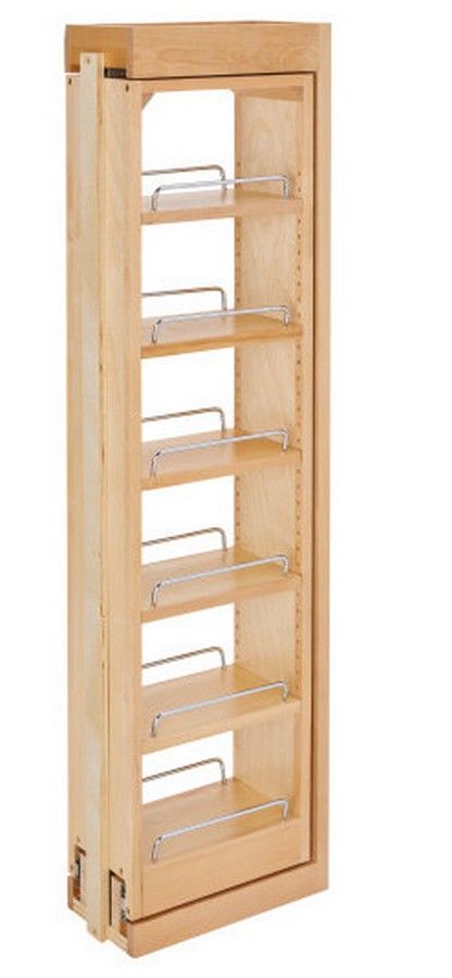 6" W x 42" H Pull-Out Between Cabinet Wall Filler Rev-A-Shelf 432-WF42-6C Pull Out Narrow Cabinet, Vertical Pull Out Cabinet, Tall Pull Out Spice Rack Cabinet, Narrow Pull Out Spice Cabinet, Storage Solutions For Small Spaces, Diy Kitchen Cabinets Build, Pull Out Kitchen Cabinet, Sliding Cabinet, Diy Shelving