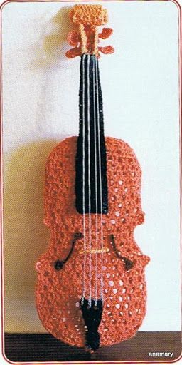 violin on crochet!!! I have the pattern if someone wants it!! xD God bless all of you!!! Crochet Violin, Crochet Music, Accessoires Barbie, Art Yarn, Crochet For Home, Crochet Applique, Crochet Art, Love Crochet, Yarn Art