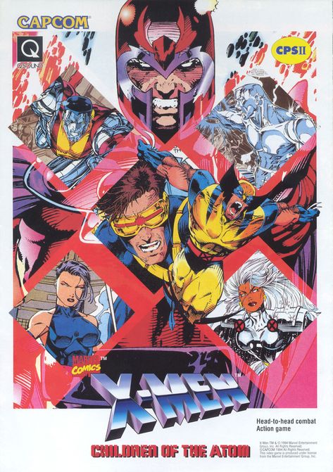 X-MEN - Children of the Atom / Capcom, 1994 (USA) #retro #games #arcade #marvel #flyer #art Jim Lee Art, Jim Lee, Comic Manga, Uncanny X-men, Marvel Comics Art, Ms Marvel, Marvel Vs, Comic Book Heroes, Comic Heroes