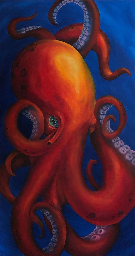 Octopus Underwater, Octopus Artwork, Painting Underwater, Octopus Drawing, Octopus Painting, Sea Life Art, Jellyfish Art, Octopus Tattoo, Octopus Art