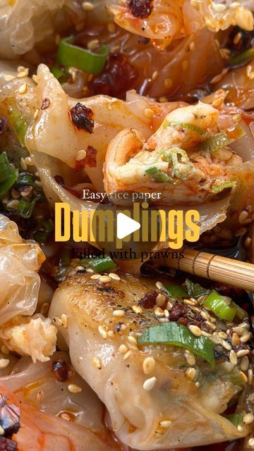 Amirah & Jj (DFD) on Instagram: "Rice paper dumplings 😍 Follow @dfdeats for more recipes like this. 🥟🥢  Asian food is one of our all time faves and we definitely don’t do enough Asian food on our page so we’ve decided that needs to change. Keep an eye out for more rice bowls, noodles and easy dinner ideas✨✨comment down below what you want to see more of on our page ✨  Sesame Oil: @bibigo.uk  Soya Sauce: @kikkomanuk   #asian #asianfood #dumplings #prawn #prawndishes #prawndumplings #ricepaper #ricepaperrolls #ricepaperdumplings #ricepaperrecipes #recipes #dumplingrecipe #easydumplings #easyrecipes #cooking" Prawn Rice Paper Dumplings, Easy Rice Paper Recipes, Rice Dumplings Recipe, Rice Paper Dumplings, Rice Paper Recipes, Easy Dumplings, Prawn Dishes, Chinese Foods, Savoury Snacks