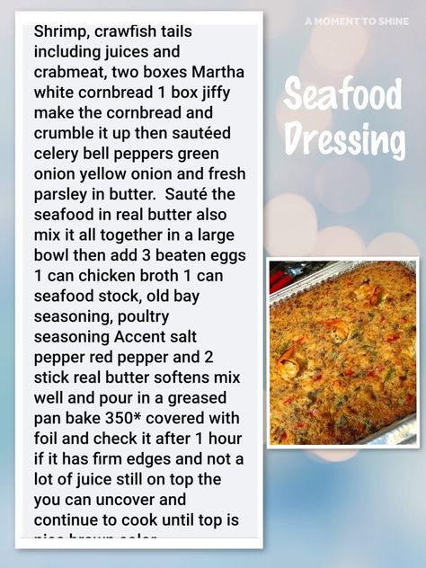 Seafood Dressing Crab Dressing Recipe, Seafood Stuffing Recipes For Fish, Cajun Seafood Dressing Recipe, Seafood Dressing Louisiana, Seafood Dressing Recipe Louisiana, Seafood Thanksgiving Dinner Ideas, Crabmeat Stuffing For Fish, Crawfish Dressing, Seafood Dressing Recipe Cornbread