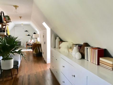 Julian Price House (@julianpricehouse) • Instagram photos and videos Sloping Roof Bedroom, Sloping Roof, Roof Storage, Open Stairs, Storage Kids Room, Long Walls, Attic Spaces, London Flat, Sloped Ceiling