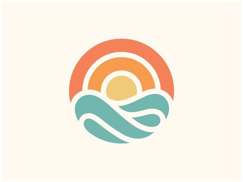 Logo Design Agency, Sunset Logo, Summer Logo, Surf Logo, Wave Logo, Beach Logo, Water Logo, Sun Logo, Waves Logo