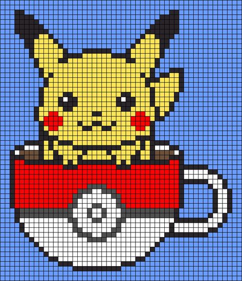 Alpha pattern #90091 variation #227090 | BraceletBook Pokemon Graphghan, Pixel Art Pattern Pikachu, Plastic Canvas Pikachu Pattern, Pokemon Knitting Chart, Pikachu Alpha Pattern, Pokemon Cross Stitch Patterns, Pokemon Cross Stitch, Pixel Art Pokemon, Cartoon People