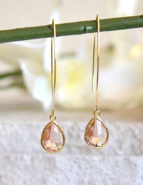 Wedding Jewelry Simple, Christmas Gift Earrings, Champagne Earrings, Earrings Dangle Simple, Wedding Earrings Drop, Gold Champagne, Earrings Bridesmaid, Jewelry Simple, Long Drop Earrings