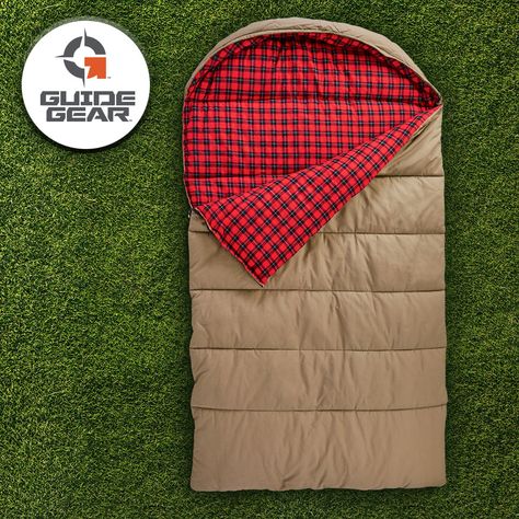 Double Sleeping Bag from Guide Gear rated to 0 degrees! Compact Sleeping Bag, Person Sleeping, Double Sleeping Bag, Winter Sleeping Bag, Cold Weather Activities, Pocket Pillow, Backpacking Hiking, Red Plaid Flannel, Celebrity Travel