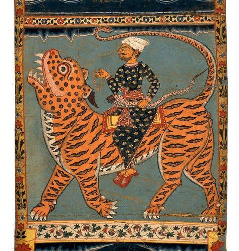 India - tiger Art Tigre, Poster Art Deco, Muslim Art, Illustrated Manuscript, Cat Frame, Art Islamic, Hur Man Målar, Tiger Art, Art Antique