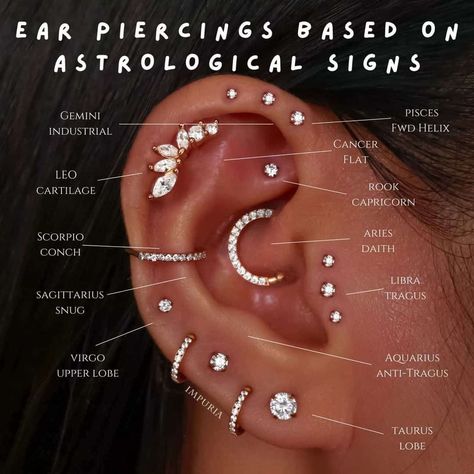 ear piercings for classy looks #earpiercings Ušný Piercing, New Ear Piercing, Minimalist Ear Piercings, Different Ear Piercings, Unique Ear Piercings, Ear Peircings, Ear Piercings Chart, Piercing Chart, Double Ear Piercings