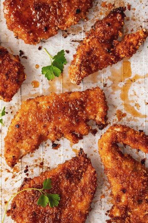 Hot Honey Oven Fried Chicken With Buttermilk — Damn, Spicy! Fried Chicken With Buttermilk, Chicken With Buttermilk, Hot Honey Chicken Recipe, Over Fried Chicken, Hot Honey Recipe, Hot Honey Chicken, Honey Chicken Recipe, Spicy Fried Chicken, Buttermilk Chicken