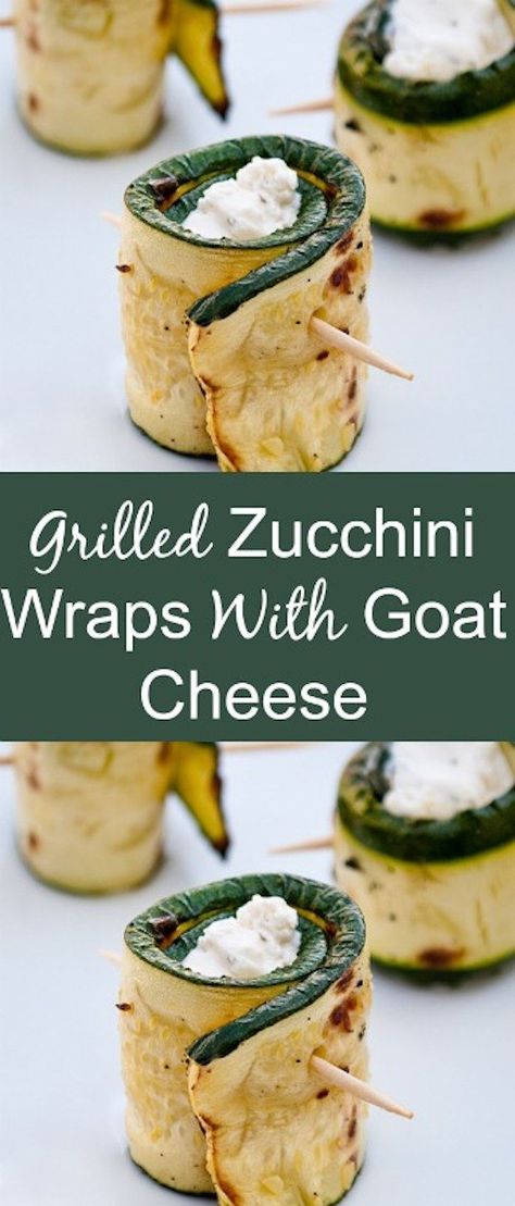 What a great appetizer idea. This Grilled Zucchini With Goat Cheese Wraps recipe is simply delicious. This is also super healthy option because the zucchini is filled with goat cheese. Yum! #zucchini #love #appetizer #healthy #recipe Zucchini With Goat Cheese, Friendsgiving Recipes Appetizers, Fingerfood Recipes, Pilsbury Recipes, Cheese Wraps, Goat Cheese Recipes, Grilled Zucchini, Simply Delicious, Great Appetizers