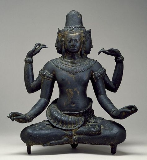 12th-century Brahma with missing book and water pot, Cambodia; Buddhist Beliefs, Cambodian Art, Buddhist Teachings, Hindu Statues, Buddhist Traditions, Indian Sculpture, Hindu Deities, Buddhist Art, Hindu Art