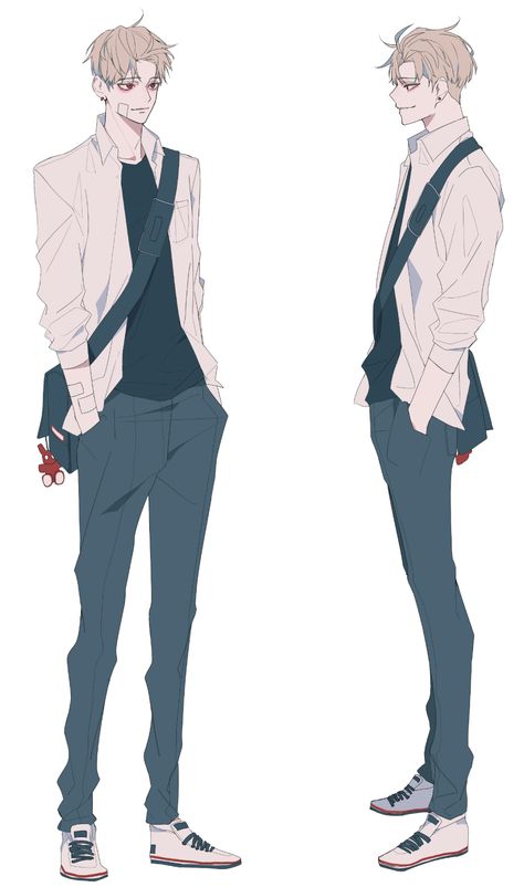 Drawing Clothes Outfits Sketch Male, Outfit Ideas Drawing Male Casual, Open Button Up Shirt Drawing Reference, Male Pants Reference, Male Outfit Drawing Reference Casual, Seated Reference, Anime Pants Drawing, Shirt Reference Male, Male Shirt Drawing