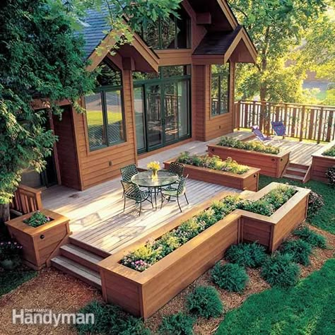 Backyard Decks, Front Porch Flowers, Pergola Diy, Deck Planters, Patio Deck Designs, Front Yard Design, Deck Designs Backyard, Planter Ideas, Decks Backyard