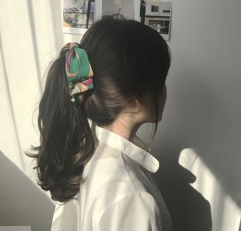 Ulzzang Hair, Korean Accessories, Hair 2018, 가을 패션, Korean Hairstyle, Aesthetic Hair, Hair Designs, Scarf Hairstyles, Ulzzang Girl