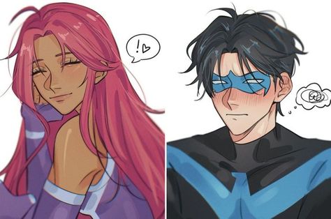 Robin X Starfire, Nightwing Robin, Jhin League Of Legends, Kagami Kuroko, Robin Starfire, Nightwing And Starfire, Original Teen Titans, Teen Titans Fanart, Univers Dc