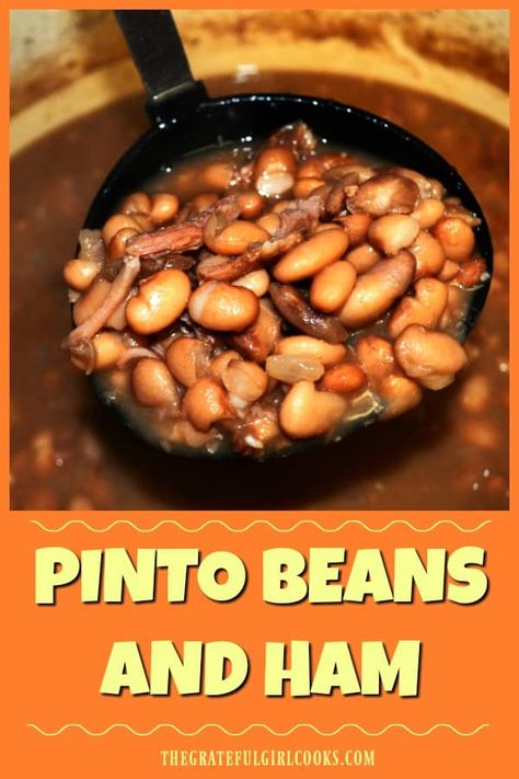 Ham And Pinto Beans, Bean Recipes Crockpot, Pinto Bean Recipes Crockpot, Instant Pot Ham And Beans, Crockpot Pinto Beans Recipe, Pinto Beans And Ham, Southern Pinto Beans Recipe, Pinto Bean Soup Recipes, Ham Bone Recipes