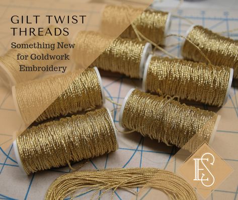 Gilt Twist Goldwork threads hand embroiderey Jari Work Embroidery, Embroidery Goldwork, Gold Thread Embroidery, Goldwork Embroidery, Gold Work Embroidery, Thai Pattern, Embroidery Threads, Embroidery Hand, Pola Sulam