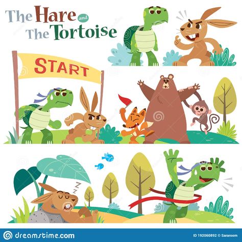 The hare and the tortoise stock vector. Illustration of tale - 192060892 The Tortoise And The Hare Illustration, Tortoise Illustration, Rabbit And Tortoise, The Hare And The Tortoise, Hare And The Tortoise, The Tortoise And The Hare, Hare Illustration, Tortoise And The Hare, Toddler Speech