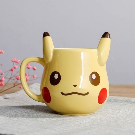 Pokemon Cup, Pokemon Mug, Mug Breakfast, Pika Pika, Cute Pikachu, Kawaii Cartoon, Ceramics Pottery Art, Pottery Cups, Milk Bottle