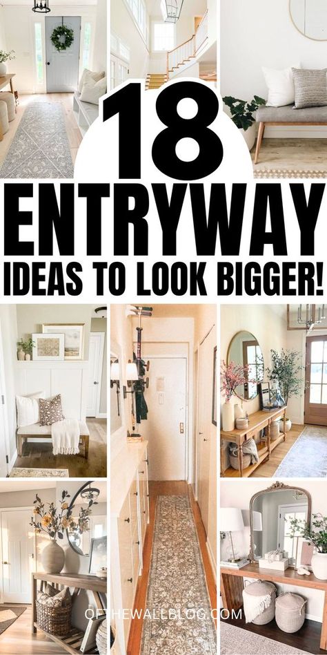 Whether you’re dealing with a narrow hallway or a compact entryway foyer, these entryway ideas will transform your small entryway! Using the power of entryway decor, entryway storage, entryway table decor, entryway bench, you can make small house design easy with home decor! Whether you're looking for mudroom ideas or entrance ideas these tips will suit your small space. Explore hallway decorating, entrance hall decor, small entryway ideas, narrow entryway ideas and more! Small Lake House Decorating Ideas, Narrow Front Door Entryway Ideas, Small Hallway Entryway Ideas, Entry Way Ideas With Bench, Foyers Ideas Entryway, Narrow Foyer Ideas Entryway, Hallway Decorating Entrance, Front Entrance Ideas Interior Entryway, Hall Tree Decorating Ideas