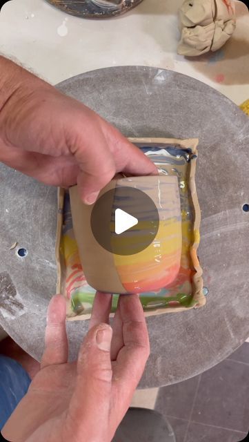 Adrien Miller on Instagram: "Coloring cups in a sunsets with my dip and tumble technique. Loving this batch from my most recent kiln load! Paintings you can drink out of.
#potteryprocess #paintingpottery #sunsetpainting #skyart #cups" Slip Painting Ceramics, Clay Videos, Can Drink, Sunset Painting, Sky Art, Kiln, Dip, Paintings, Ceramics