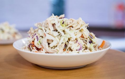 Easy Add-Ins to ‘Supersize’ Nutrition of Meals Chicken Coleslaw, Joy Bauer Recipes, Crunchy Chicken, Joy Bauer, Grilled Portobello, Big Burgers, Creamy Coleslaw, Grilled Sausage, Chicken Parm