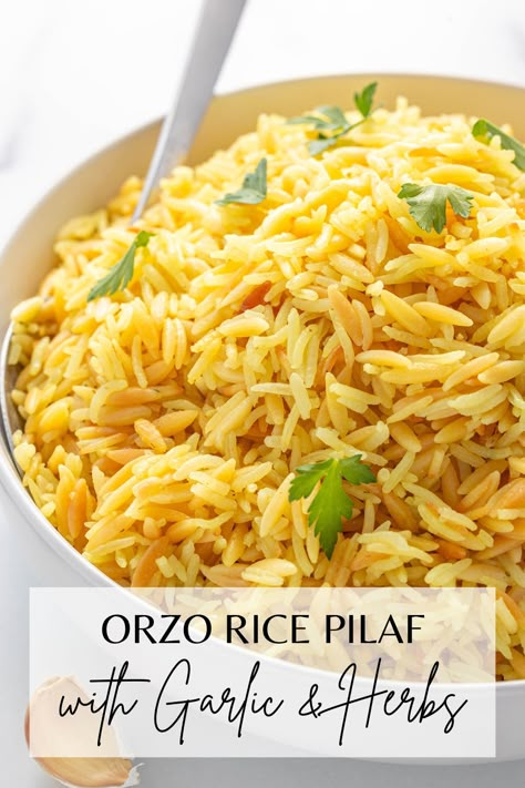 Rice Pilaf With Orzo, Orzo Recipes Side, Orzo Rice, Easy Side Dishes, Rice Pilaf Recipe, Pilaf Recipe, Rice Side Dish Recipes, Pilaf Recipes, Christmas Side