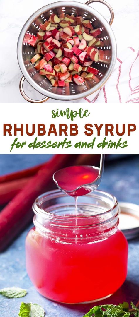 Rhubarb Simple Syrup, Rhubarb Cocktail, Spring Foods, Delicious Sauces, Simple Syrups, Flavored Lemonade, Rhubarb Syrup, Bunsen Burner, Rhubarb Desserts