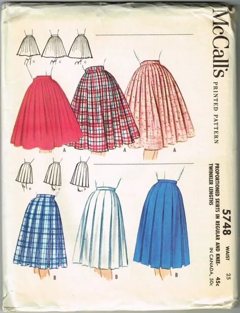 Rockabilly Full or Pleated Skirt McCalls 5748 Waist 25  1960 Vintage Uncut  | eBay Vintage Skirt Pattern, Summer Sewing Patterns, 1960s Skirt, Pleated Skirt Pattern, Sewing Patterns Skirt, Dress Patterns Free, Diy Clothes Design, Easy Sewing Patterns, Fashion Sewing Pattern