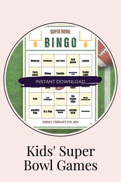 Touchdown! We're celebrating Super Bowl Sunday with Kids' Super Bowl Games that everyone will love! From super bowl bingo to exciting football party games, you'll be the MVP of the party. Super Bowl Trivia Games Free Printable, Super Bowl Bets For Kids, Super Bowl Games, Super Bowl Bets, Super Bowl Kids, Super Bowl Bingo 2024, Superbowl Commercial Bingo 2024, Super Bowl Bingo, Safety Games