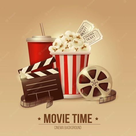 Concept Poster, Popcorn Bowl, Film Strip, Popcorn, Bowl, Film