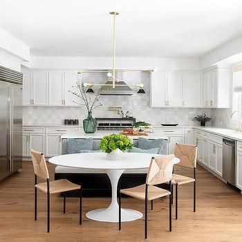 Black Built in Dining Bench on Black Kitchen Island - Transitional - Kitchen Island Banquette Seating, Kitchen Island Banquette, Built In Dining Bench, Kitchen Island Finishes, Banquette Design, Shiplap Kitchen, Kitchen Island Tops, Kitchen Island Dining Table, Cottage Kitchen Design