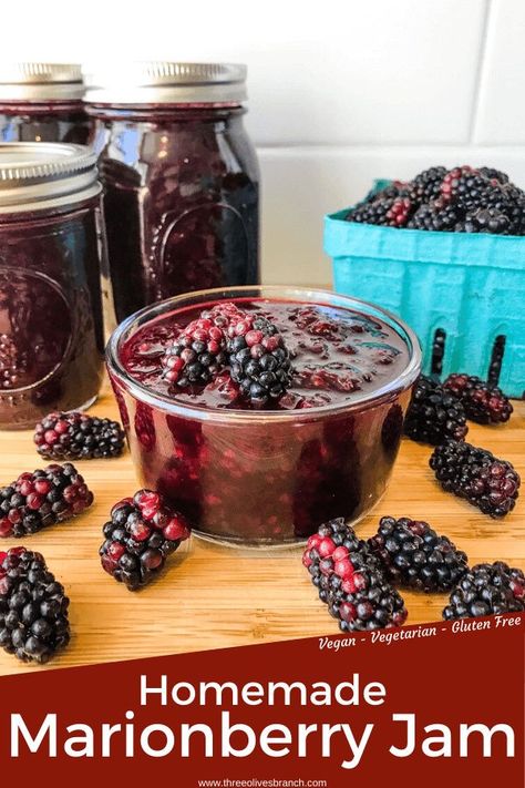 Marionberry Jam, Blackberry Jam Recipe, Berry Crumble Bars, Homemade Blackberry Jam, Easy Jam Recipe, Pectin Recipes, Cherry Jam Recipes, Blackberry Jam Recipes, Easy Jam