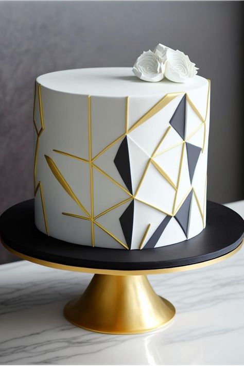 Geometric Cake Design, Cake Design For Men, Modern Birthday Cakes, Alphabet Cake, Geometric Cake, Buttercream Cake Designs, Birthday Cake For Husband, Birthday Cake Decorating Ideas, Cake For Husband